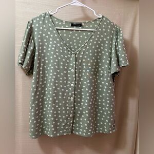 Papermoon Sage Green Floral Button-Front Blouse